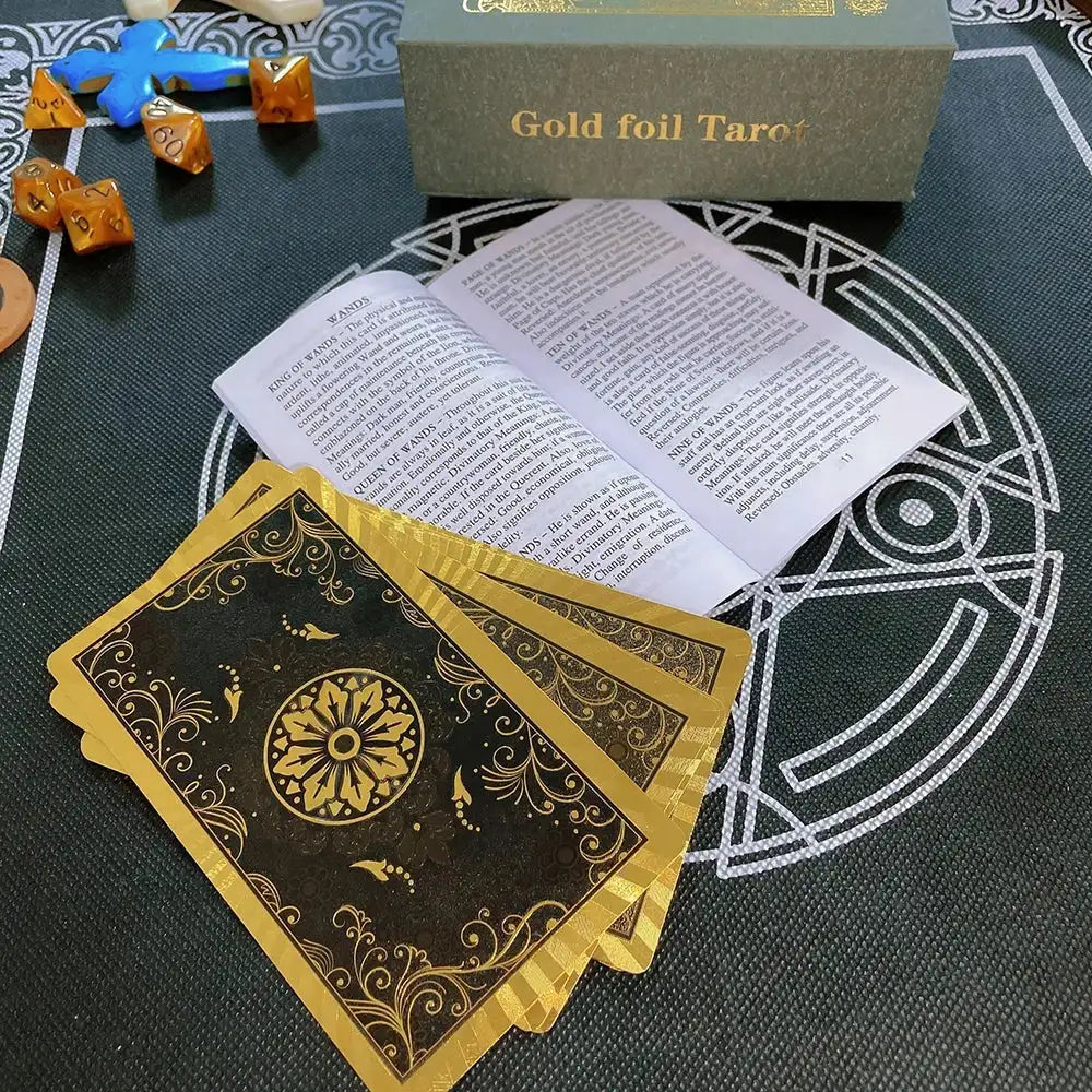 ✨ Plastic Rider-Waite Tarot Cards – 78 Durable, Waterproof PVC Cards with Sophisticated Gold Foil Print for Divination and Game Play