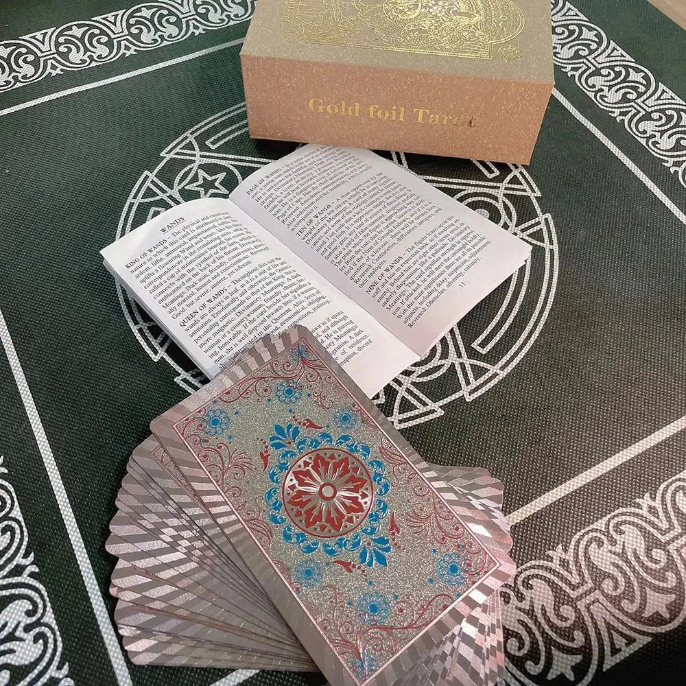 ✨ Plastic Rider-Waite Tarot Cards – 78 Durable, Waterproof PVC Cards with Sophisticated Gold Foil Print for Divination and Game Play