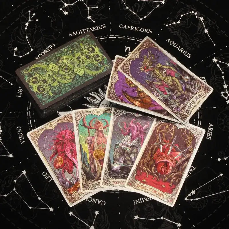 ✨ Plastic Rider-Waite Tarot Cards – 78 Durable, Waterproof PVC Cards with Sophisticated Gold Foil Print for Divination and Game Play Cthulhu Silvery