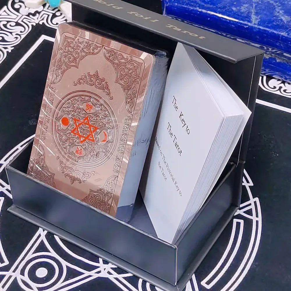 ✨ Plastic Rider-Waite Tarot Cards – 78 Durable, Waterproof PVC Cards with Sophisticated Gold Foil Print for Divination and Game Play