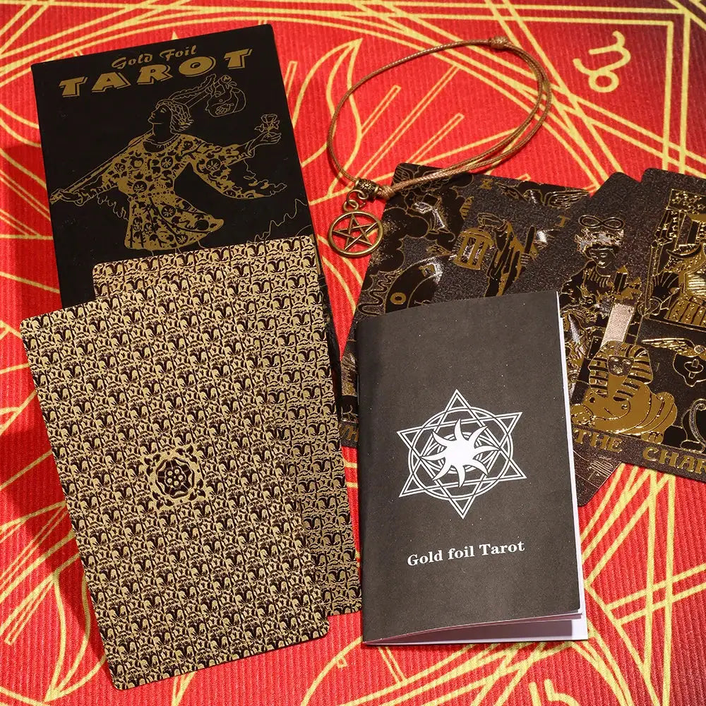 ✨ Plastic Rider-Waite Tarot Cards – 78 Durable, Waterproof PVC Cards with Sophisticated Gold Foil Print for Divination and Game Play