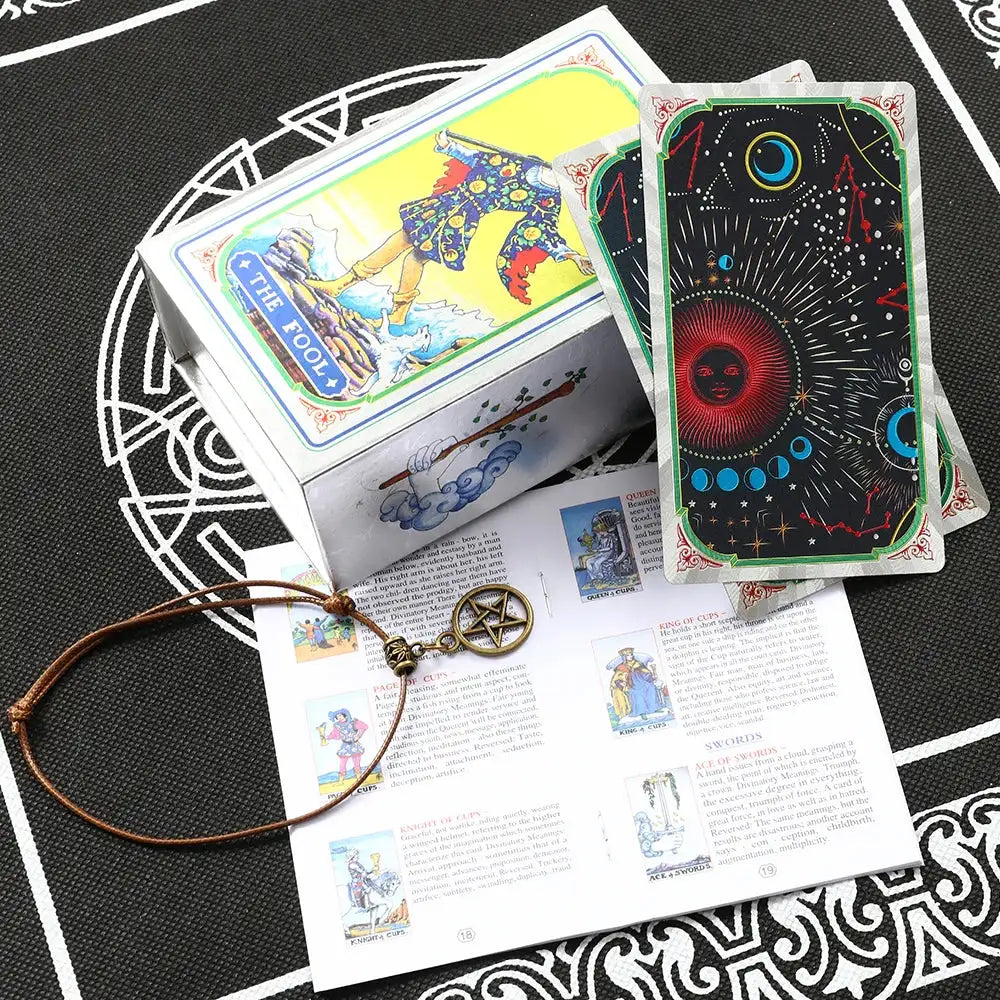 ✨ Plastic Rider-Waite Tarot Cards – 78 Durable, Waterproof PVC Cards with Sophisticated Gold Foil Print for Divination and Game Play