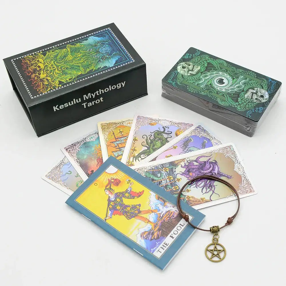 ✨ Plastic Rider-Waite Tarot Cards – 78 Durable, Waterproof PVC Cards with Sophisticated Gold Foil Print for Divination and Game Play Laser Cthulhu