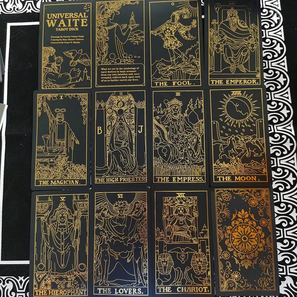 ✨ Plastic Rider-Waite Tarot Cards – 78 Durable, Waterproof PVC Cards with Sophisticated Gold Foil Print for Divination and Game Play