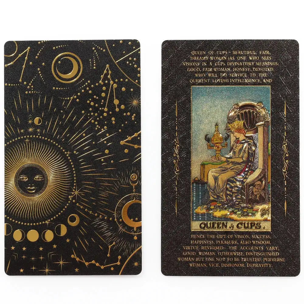 ✨ Plastic Rider-Waite Tarot Cards – 78 Durable, Waterproof PVC Cards with Sophisticated Gold Foil Print for Divination and Game Play