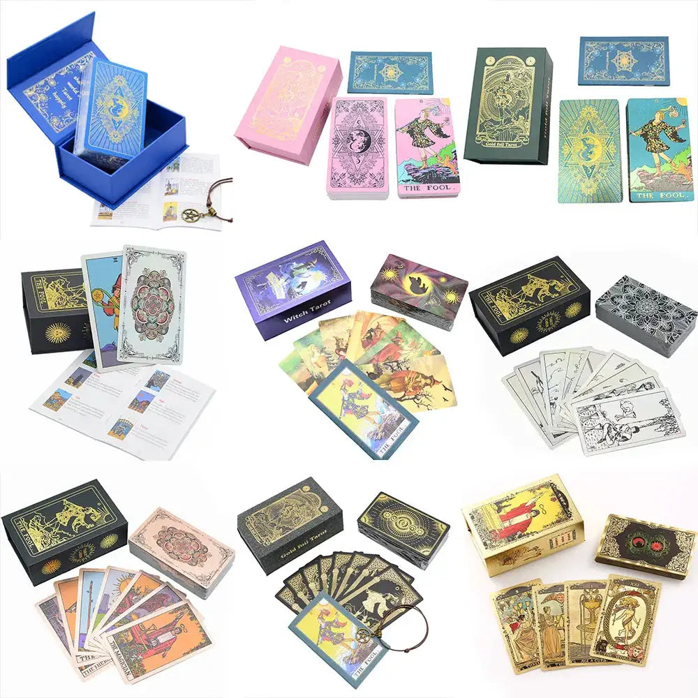 ✨ Plastic Rider-Waite Tarot Cards – 78 Durable, Waterproof PVC Cards with Sophisticated Gold Foil Print for Divination and Game Play