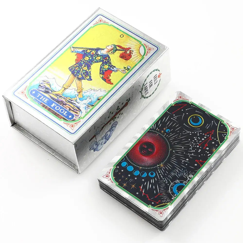 ✨ Plastic Rider-Waite Tarot Cards – 78 Durable, Waterproof PVC Cards with Sophisticated Gold Foil Print for Divination and Game Play
