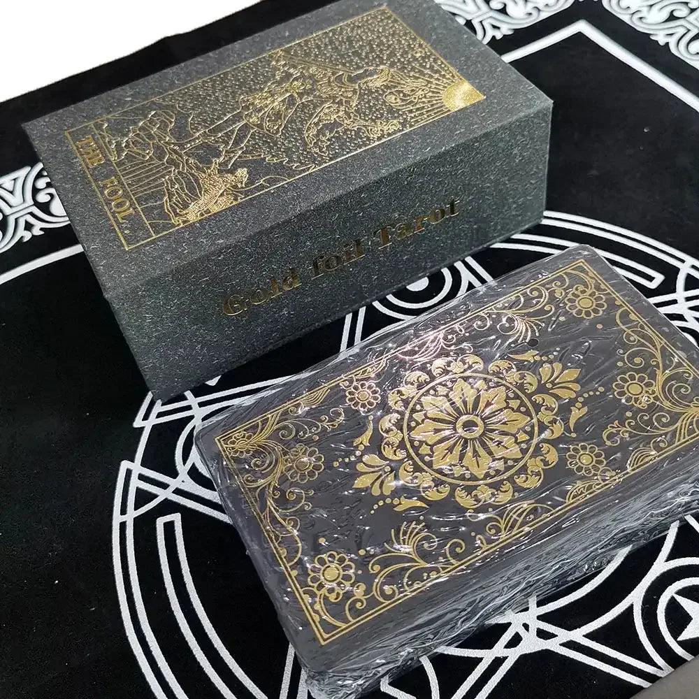 ✨ Plastic Rider-Waite Tarot Cards – 78 Durable, Waterproof PVC Cards with Sophisticated Gold Foil Print for Divination and Game Play