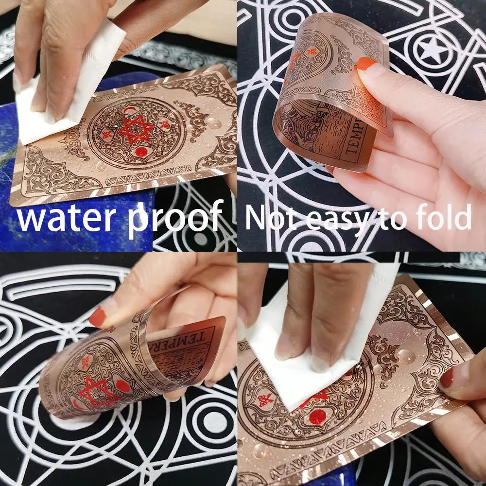 ✨ Plastic Rider-Waite Tarot Cards – 78 Durable, Waterproof PVC Cards with Sophisticated Gold Foil Print for Divination and Game Play