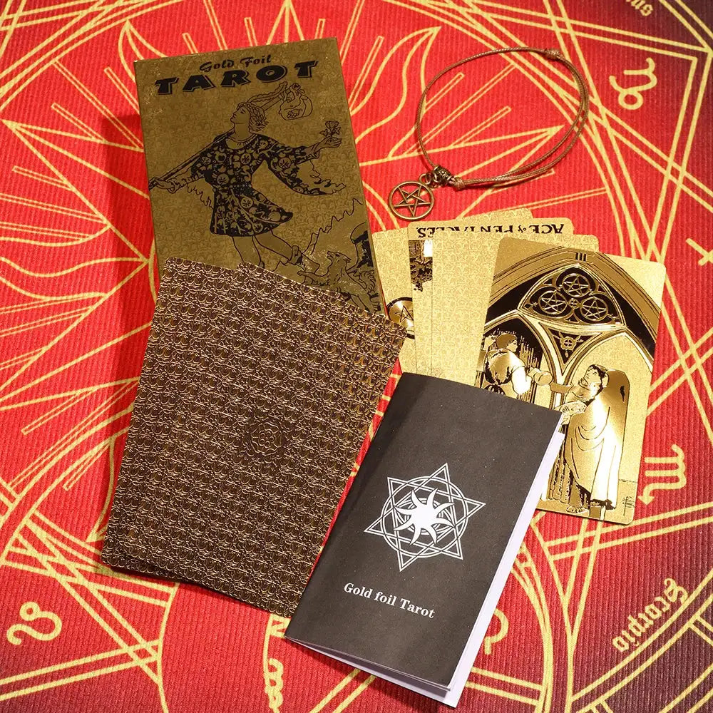 ✨ Plastic Rider-Waite Tarot Cards – 78 Durable, Waterproof PVC Cards with Sophisticated Gold Foil Print for Divination and Game Play