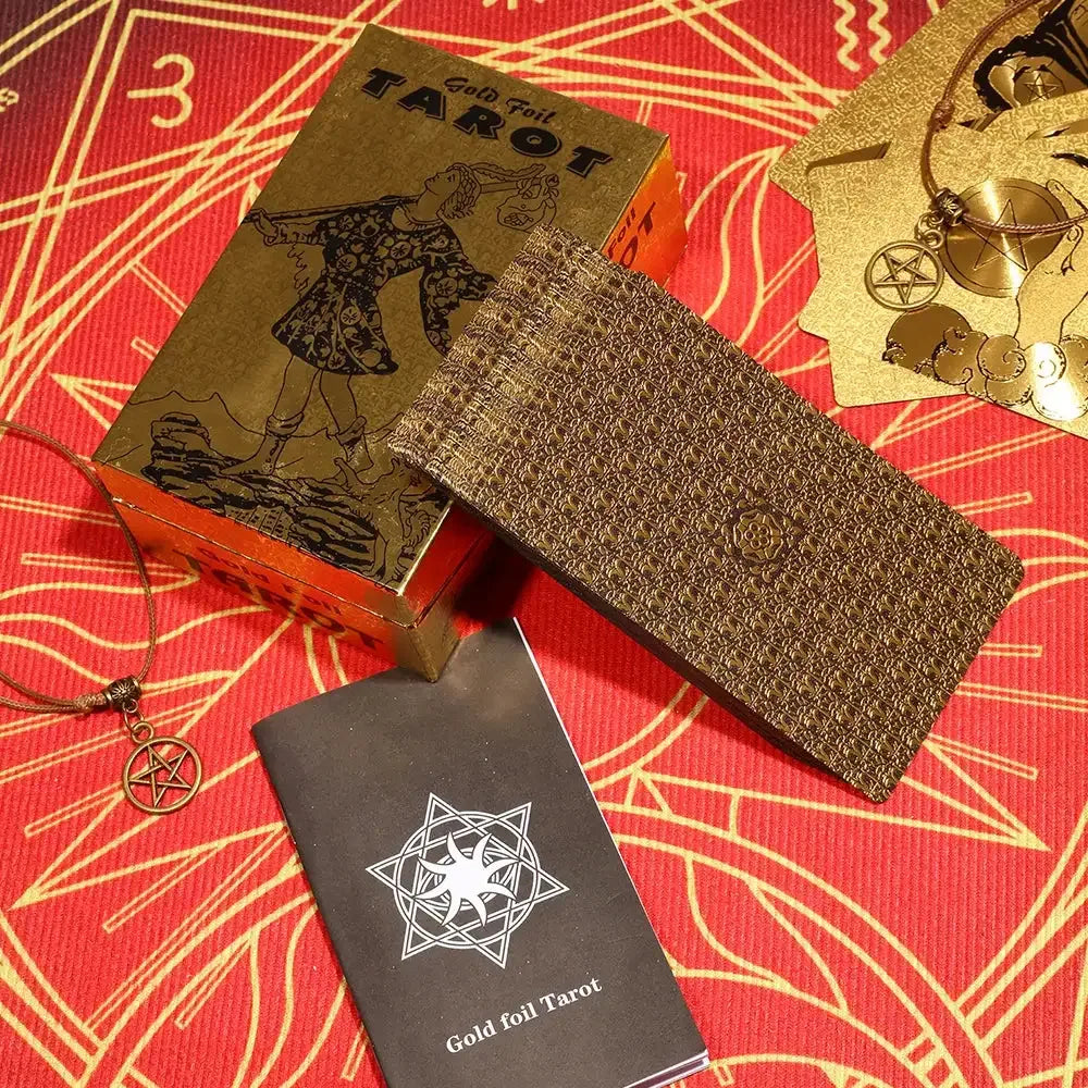 ✨ Plastic Rider-Waite Tarot Cards – 78 Durable, Waterproof PVC Cards with Sophisticated Gold Foil Print for Divination and Game Play