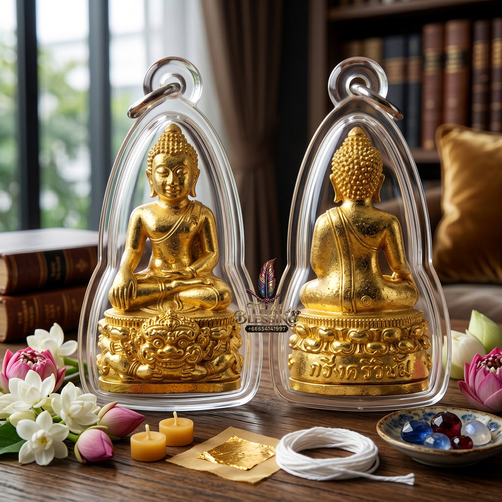 ✨👑🔔 Authentic Thai Amulet Sovereign Srivijaya Kring Node - Pho Than Khloi Thong Lam-U Brass Buddha, 2014 Heritage Asset