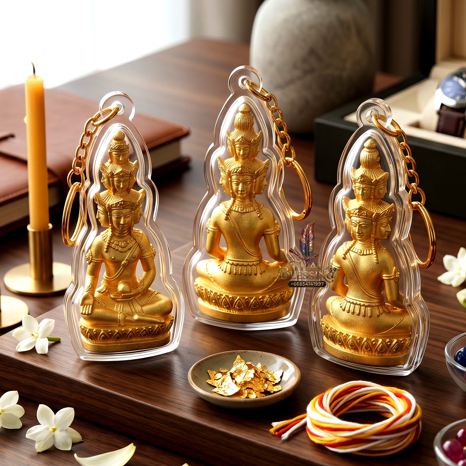 ✨🧘‍♂️💛 Authentic Thai Amulet Nine-Faced Sovereign Wealth Accumulator (3.7x1.7 cm) - Luang Pho Thongdam 2022 Gold-Plated Luxury Node