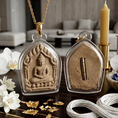✨🧘‍♂️🔮 Authentic Thai Amulet Sovereign Gift Node - Khun Phaen Anthropomorphic Matrix with Linear Resonance Scroll, Phra Ajarn O Consecrated Masterpiece Waterproof Acrylic