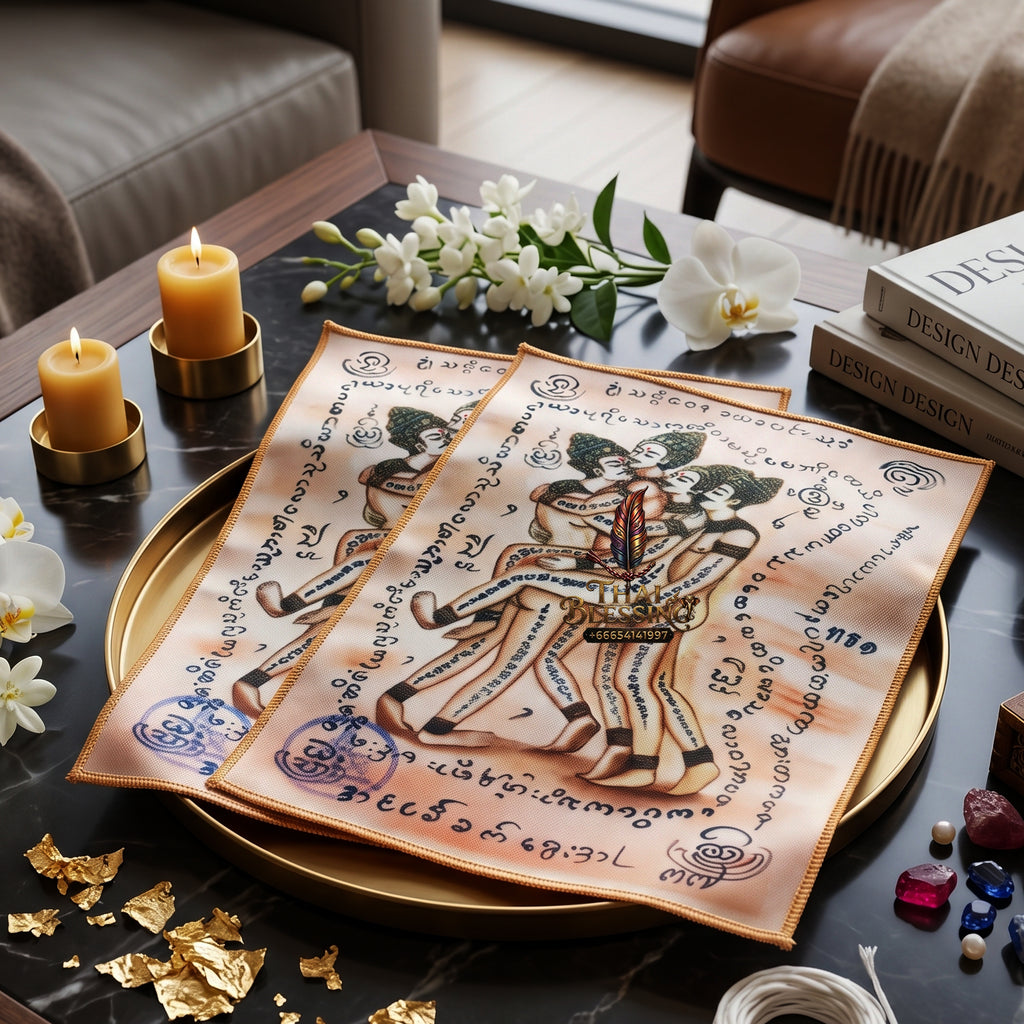✨🔮💖 Authentic Thai Amulet Sovereign Radiance Vector - Same-Gender Affinity Grid Textile Matrix, Pho Yua Mueang Intimate Magnetism Node