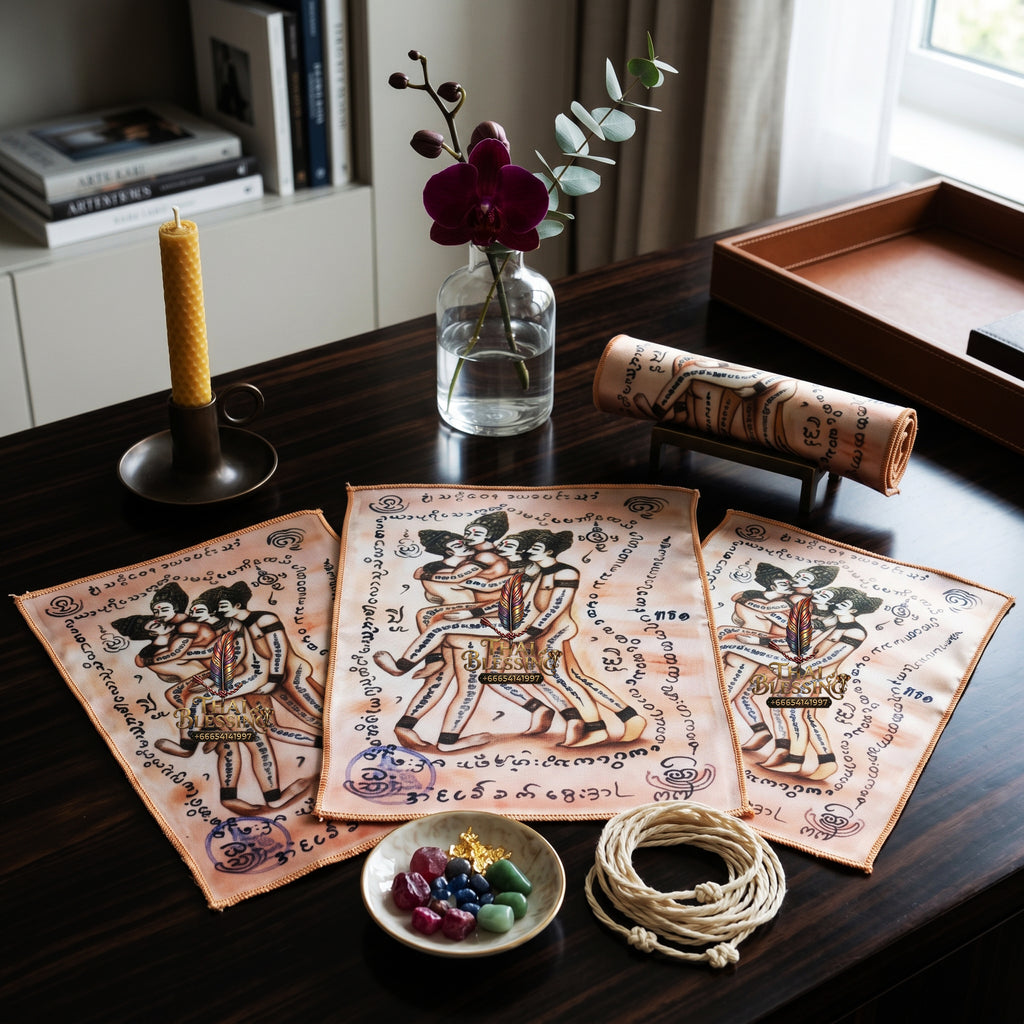 ✨🔮💖 Authentic Thai Amulet Sovereign Radiance Vector - Same-Gender Affinity Grid Textile Matrix, Pho Yua Mueang Intimate Magnetism Node