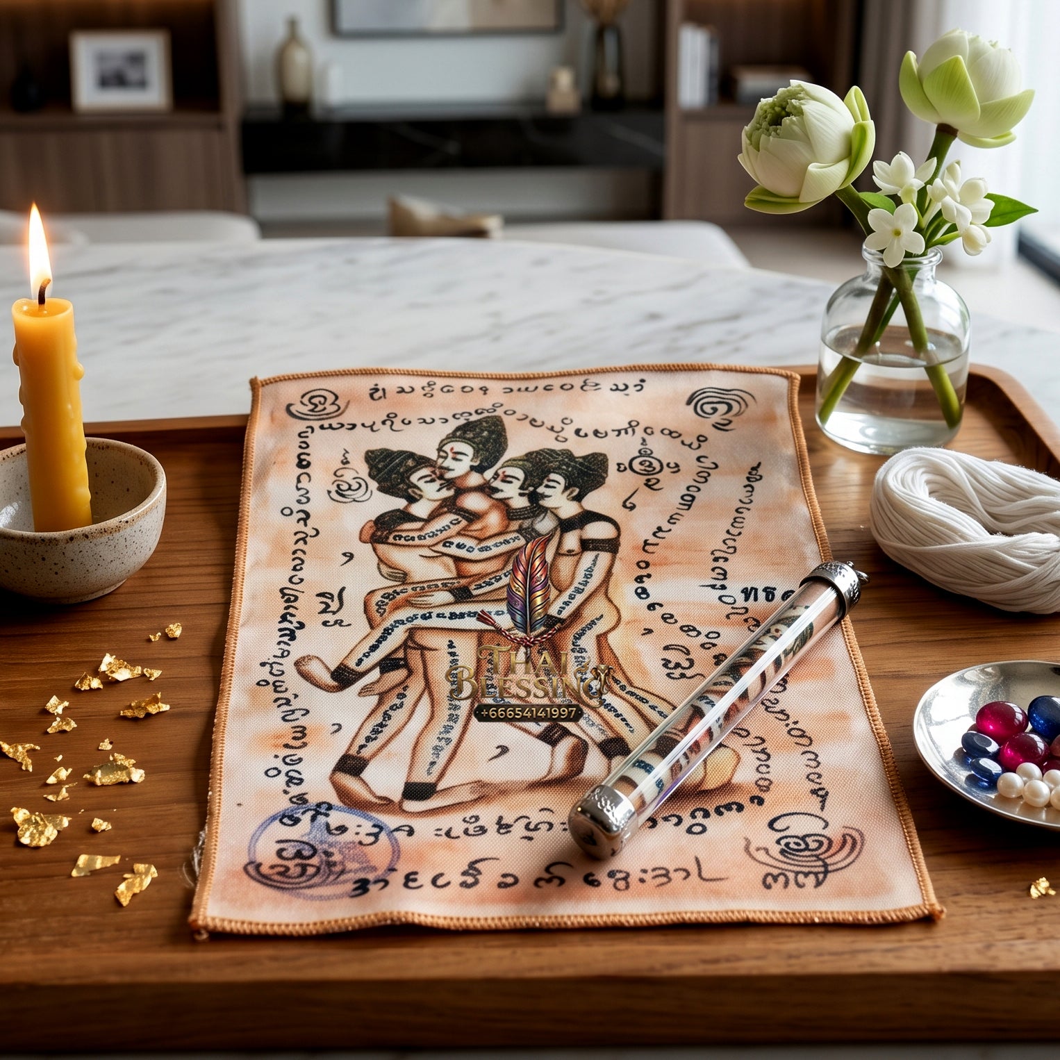 ✨🔮💖 Authentic Thai Amulet Sovereign Radiance Vector - Same-Gender Affinity Grid Textile Matrix, Pho Yua Mueang Intimate Magnetism Node