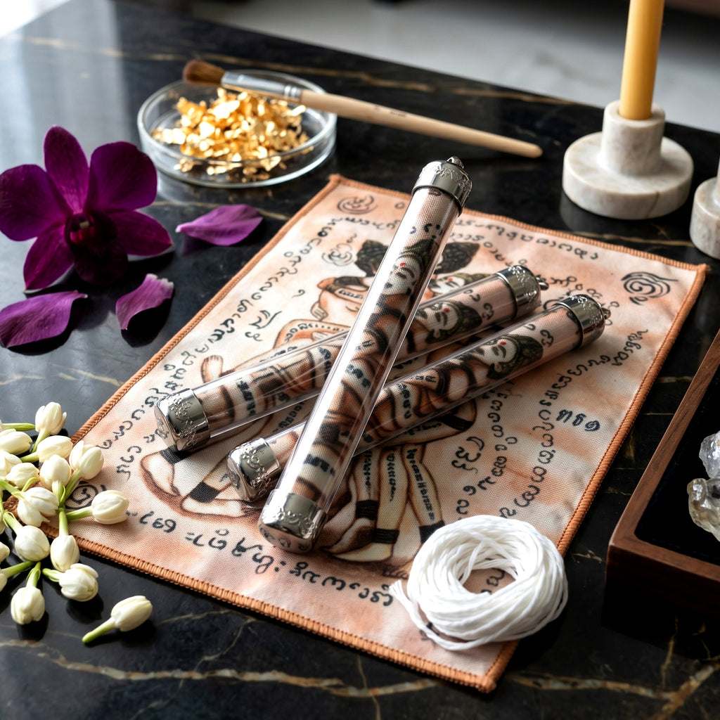 ✨🔮💖 Authentic Thai Amulet Sovereign Radiance Vector - Same-Gender Affinity Grid Textile Matrix, Pho Yua Mueang Intimate Magnetism Node