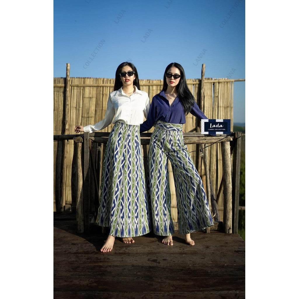 Ethnic Mi Kan Print Skirt & Pants | 6-Gore Cut with Side Zip | 39” Length | Waist 26–32” for Elegant Office Wear pants
