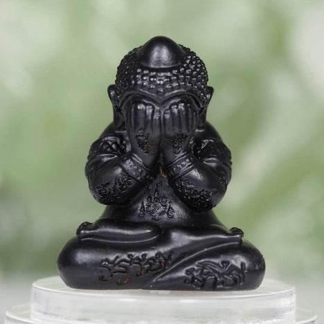 Phra Pidta Miraculous Wealth Black Nickel Alloy Amulet - Luang Pho Yod Wat Takroh 2022 Default Title