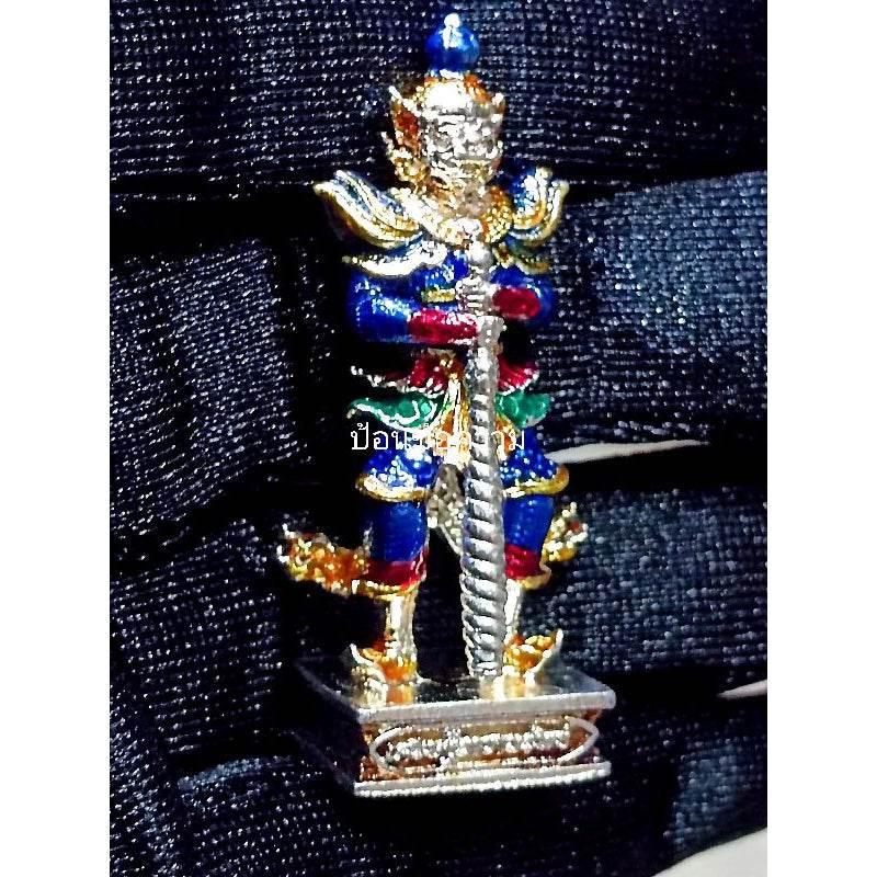 Lord of Wealth Figurine - Tao Wessuwan Racha Sap by Luang Pu Kun in Silver-Enamel Bronze 4.5 cm