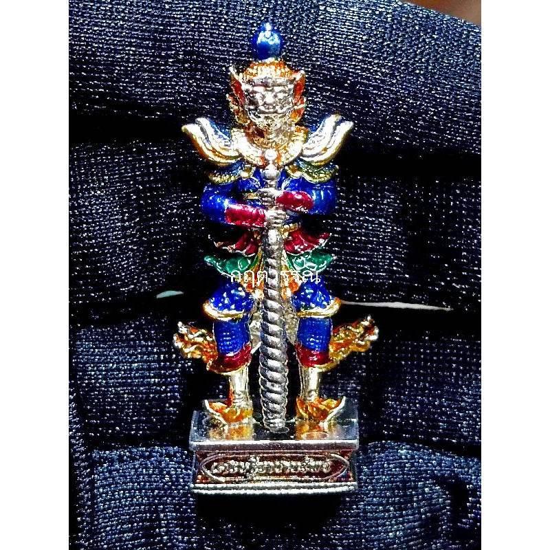 Lord of Wealth Figurine - Tao Wessuwan Racha Sap by Luang Pu Kun in Silver-Enamel Bronze 4.5 cm Default Title