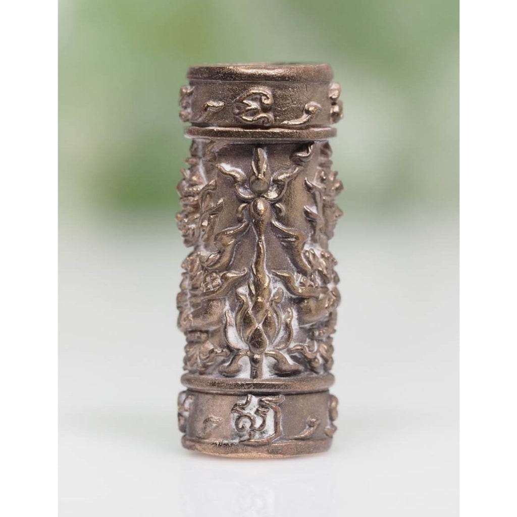 Twin-Faced Wessuwan Bronze Takrud – Unpolished Edition by Luang Phor Prong, Wat Tham Phrutakhian (Serial Coded, Boxed) - Thai Blessing Co