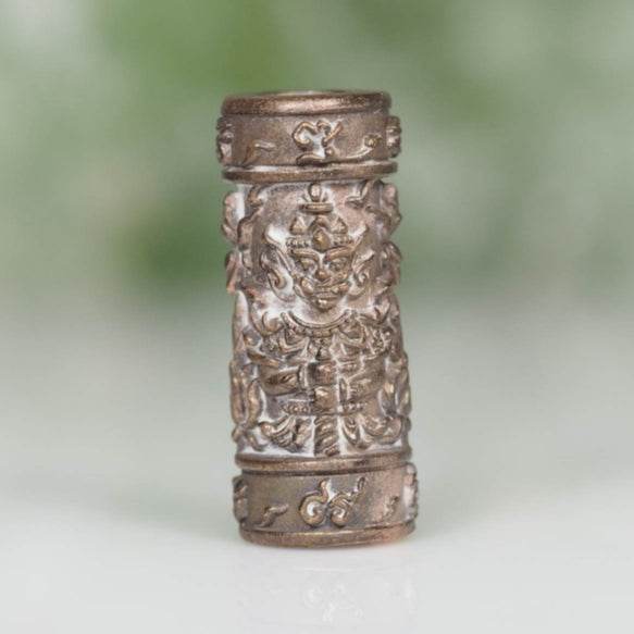 Twin-Faced Wessuwan Bronze Takrud – Unpolished Edition by Luang Phor Prong, Wat Tham Phrutakhian (Serial Coded, Boxed) - Thai Blessing Co