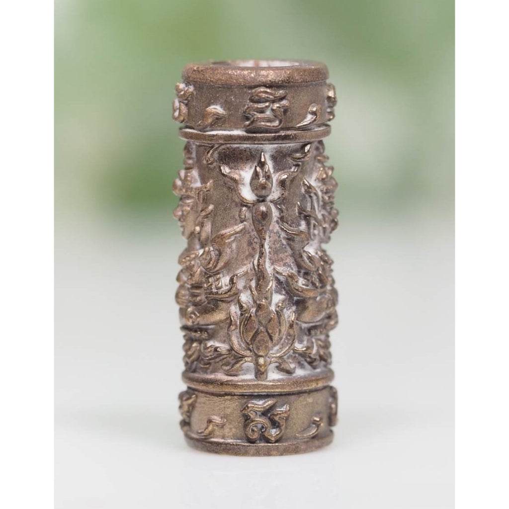 Twin-Faced Wessuwan Bronze Takrud – Unpolished Edition by Luang Phor Prong, Wat Tham Phrutakhian (Serial Coded, Boxed) - Thai Blessing Co