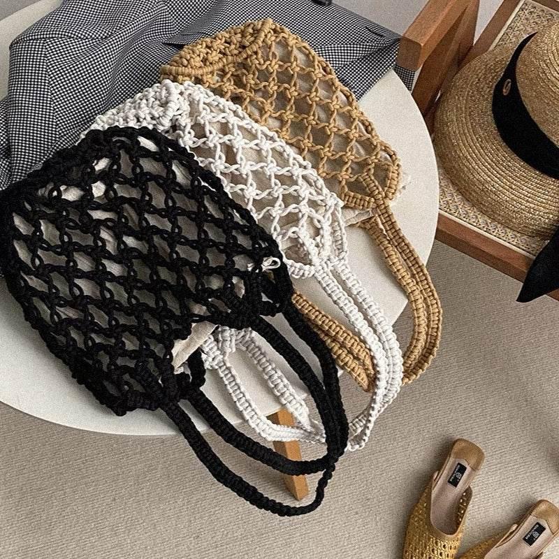 Korean Handmade Crossbody Bag - Minimalist Cotton Bucket Bag with Drawstring Closure & Inner Pouch in 3 Colors