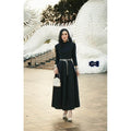 Thai Inspired Blouse and Skirt Set - Luxurious Elegance with Black Pleated Twill Skirt