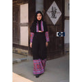 New Dice Pattern Wrap Top Set and Wide Leg Pant Outfit - Ethnic Print Cotton with Polyester Trim for Women - 2 Colors Available ดำ
