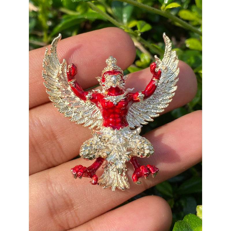 Phaya Garuda Twin-Tone Red Enamel Amulet – Yod Ariya Sap Edition by LP Yod, Wat Takroh (Limited 299 Pieces) - Thai Blessing Co