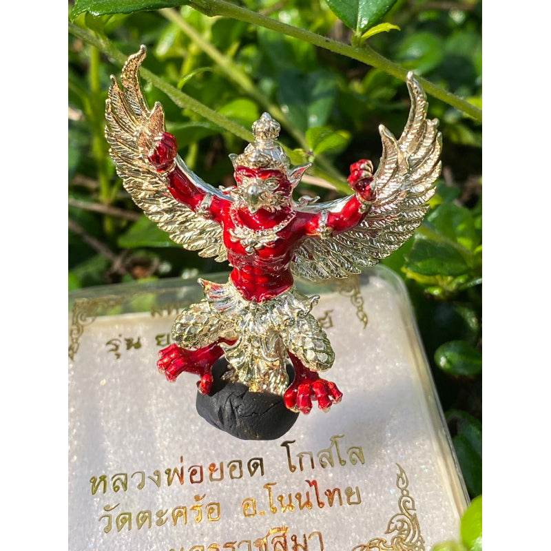 Phaya Garuda Twin-Tone Red Enamel Amulet – Yod Ariya Sap Edition by LP Yod, Wat Takroh (Limited 299 Pieces) - Thai Blessing Co