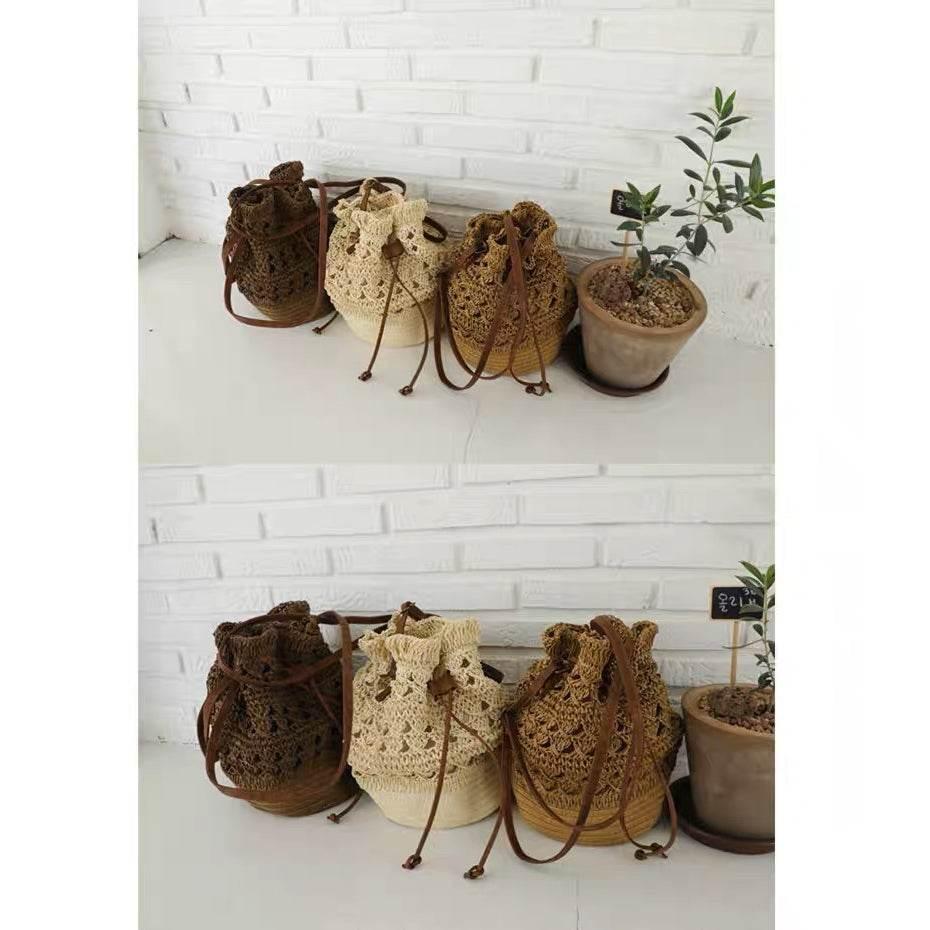 Korean Woven Shoulder Bag for Women - Natural Woven Design, Zipper & Adjustable Strap, 28x20cm, Available in 3 Colors