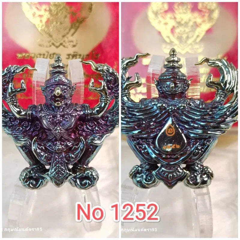 Garuda Amulet Maha Phokasap Suren Chit First Edition Sacred Wealth Authority Talisman by Luang Pu Hok Rainbow Skin ขนาด3*3ซม.
