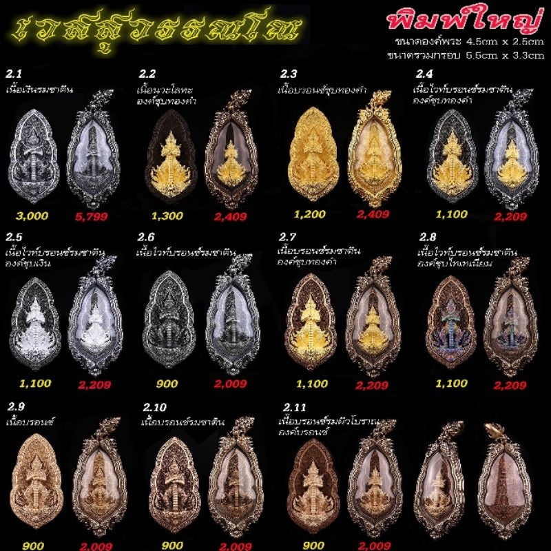 Assorted Vesuwanno amulets for wealth and protection displayed on a black background with detailed features