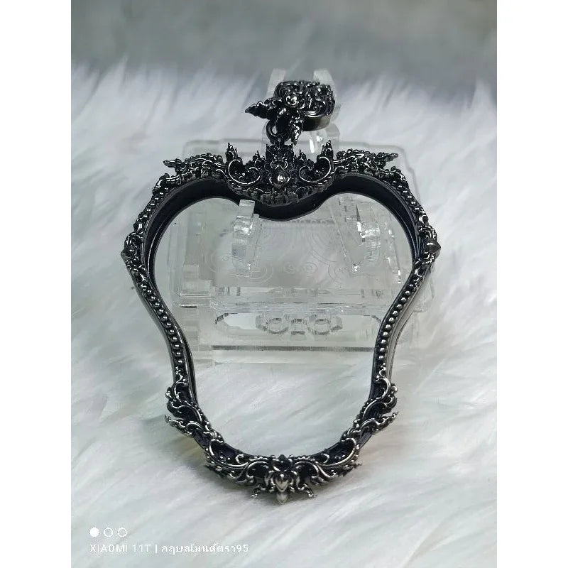 Garuda Amulet for Power - Maha Amnat II Authentic Thai Talisman for Prestige & Protection White bronze frame กว้าง4.2*สูง4.2ซม.