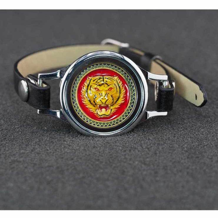 Jao Payak Tiger Guardian Amulet (Metal) – Wristwatch Style, Stainless Frame Power of the Sacred Tiger - Thai Blessing Co
