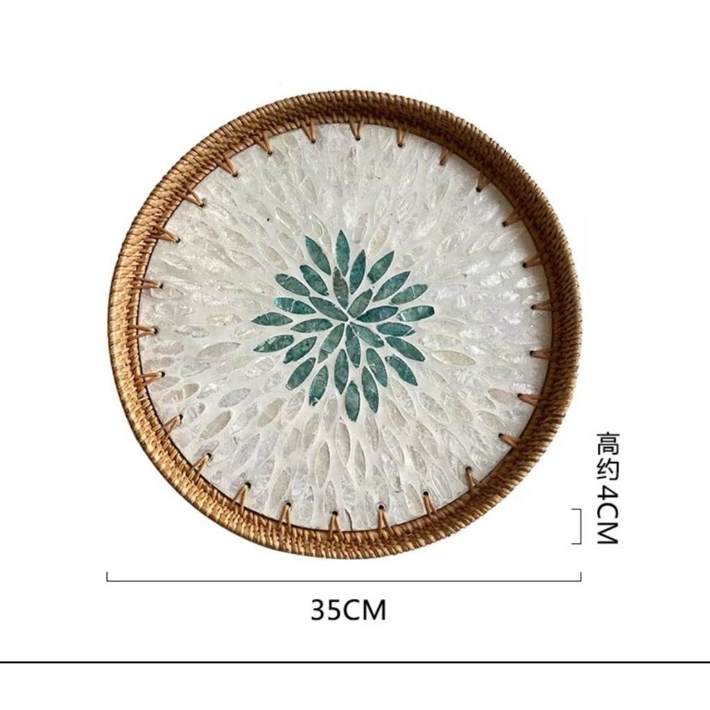 Vietnamese Handwoven Rattan Serving Tray – Natural Round Wicker Tray for Kitchen, Bathroom &amp; Home Decor | 30cm &amp; 35cm Sizes One-Sake.com b-30cm a-30cm a-35cm a-30cm-a-35cm-b-30cm-b-35cm-c-30cm-c-35cm-d-30cm-d-35cm-c-30cm+35cm-b-30cm+35cm-d-30cm+35cm-a-30cm+35cm-