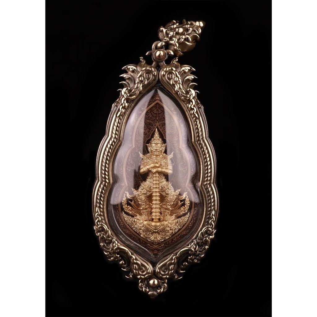 Vesuwanno amulet for wealth and protection in ornate frame, ideal for spiritual and feng shui practices