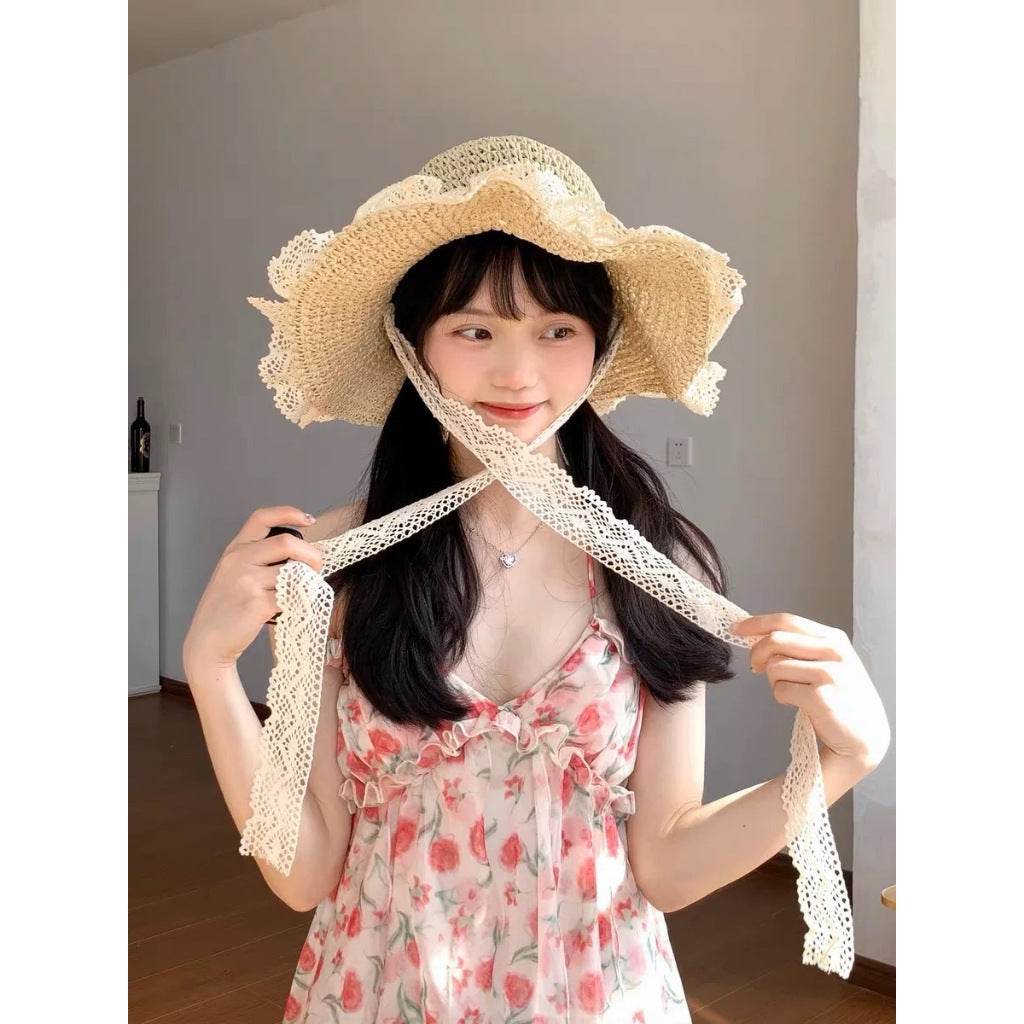 Japanese Style Handwoven Sun Hat – Adjustable 60cm Fit with Bendable Brim | Natural Fiber Straw Hat in 2 Colors One-Sake.com khaki white off khaki-white off-