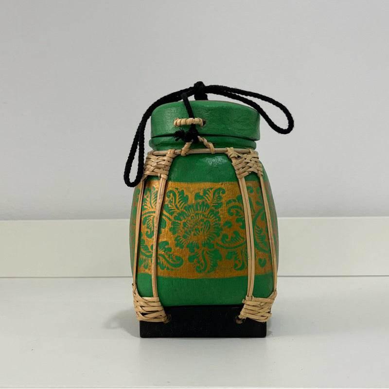 Handmade Thai Bamboo Rice Box - Thai Kratip Khao Storage Jar for Rice and Grains B30