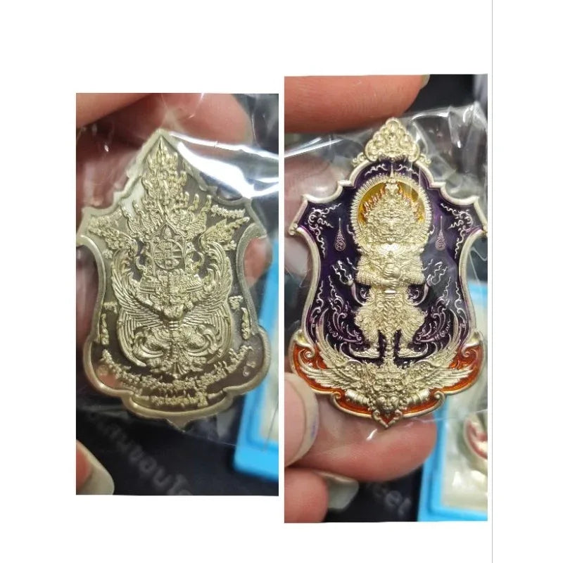 Unlock Wealth and Prosperity with the Authentic Duang Setthi Thaowessuwan Medal Empowered by Luang Pu Puang 46 ลงยาม่วง