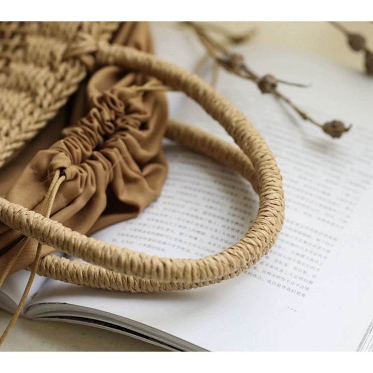 Japanese &amp; Korean Style Woven Tote Bag – Large Capacity Handmade Cotton Rope Bag in 2 Colors | Shoulder Tote 39cm Width One-Sake.com white off brown white off-brown-
