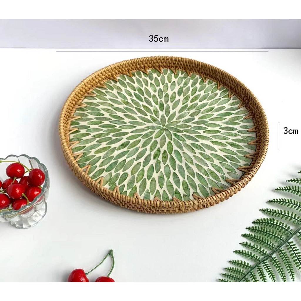 Vietnamese Handwoven Rattan Serving Tray – Natural Round Wicker Tray for Kitchen, Bathroom &amp; Home Decor | 30cm &amp; 35cm Sizes One-Sake.com b-30cm a-30cm a-35cm a-30cm-a-35cm-b-30cm-b-35cm-c-30cm-c-35cm-d-30cm-d-35cm-c-30cm+35cm-b-30cm+35cm-d-30cm+35cm-a-30cm+35cm-