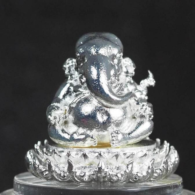 Ganesha Lotus Base Silver-Plated Statue - Temple-Building Edition by Luang Pho Ngern Default Title