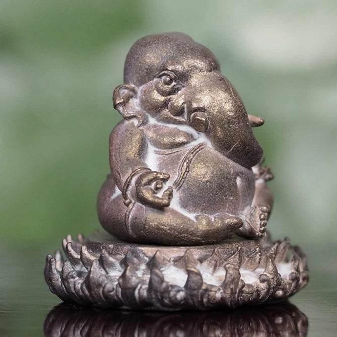 Ganesha Temple Founding Edition - Sacred Bronze on Lotus Base, Double-Blessed by Esteemed Thai Monks