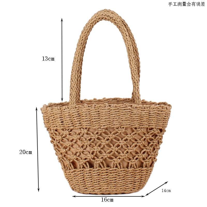 New Korean Handmade Woven Tote Bag for Women – Cotton Rope &amp; Natural Material with Inner Pocket | 2 Color Options One-Sake.com off white khaki off white-khaki-