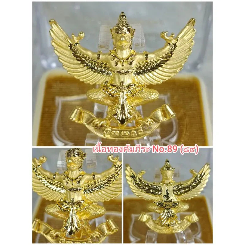 Garuda Heart Amulet Abhidhai Haeng Sap - Supreme Thai Talisman for Power, Wealth, and Protection Gold